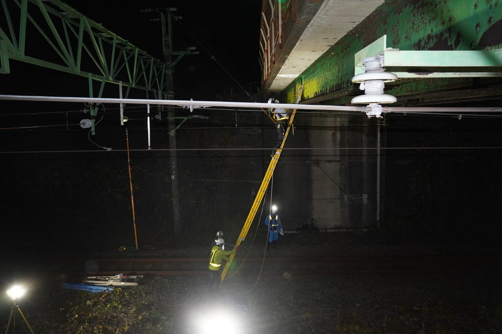 JR越後線　上越市　九戸浜橋跨線橋点検